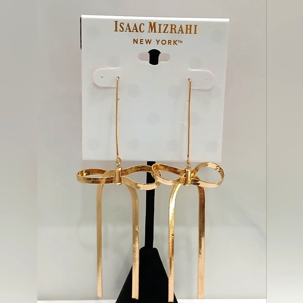 Isaac Mizrahi Gold Bow Earrings